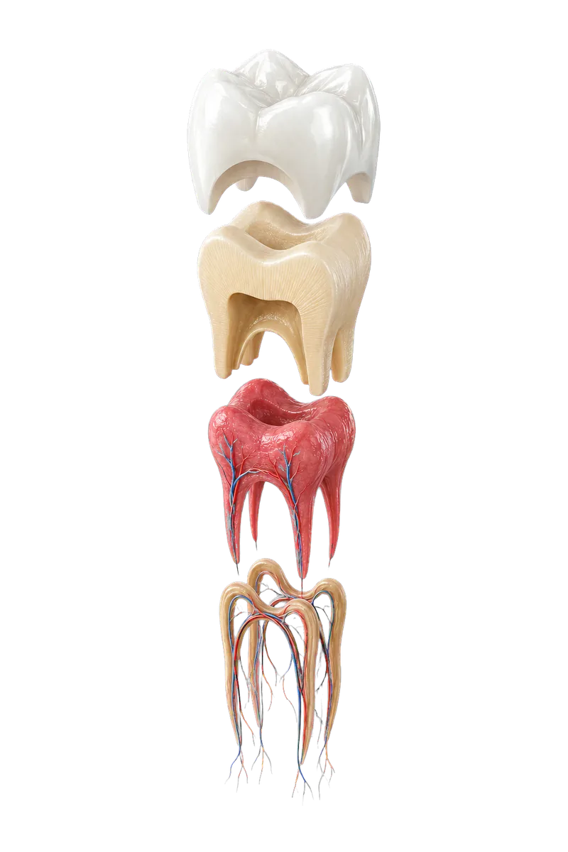 Exploded tooth anatomy layers